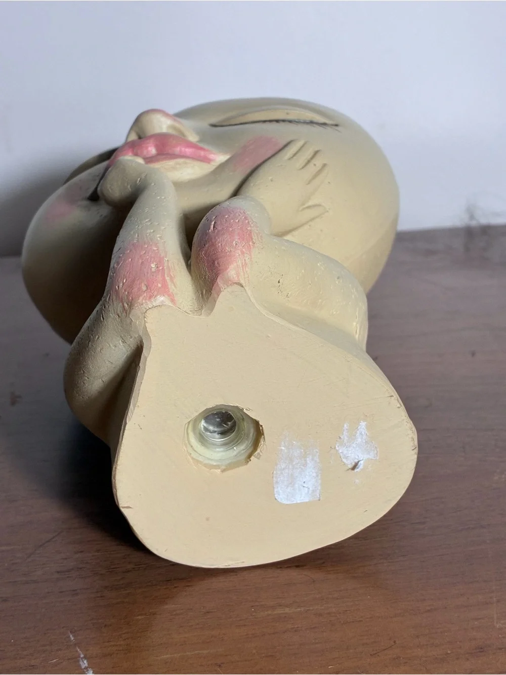 Whimsy face resin flower pot vase 7 inches hand painted